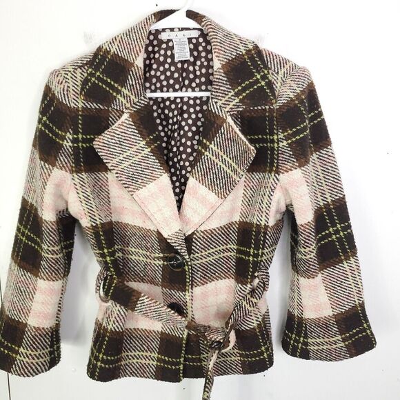 CAbi Jackets & Blazers - Cabi Coat Womens 8 Wool Blend Y2K Clueless Tie Waist Peacoat Twee Preppy